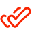 Minimalist red checkmark icon