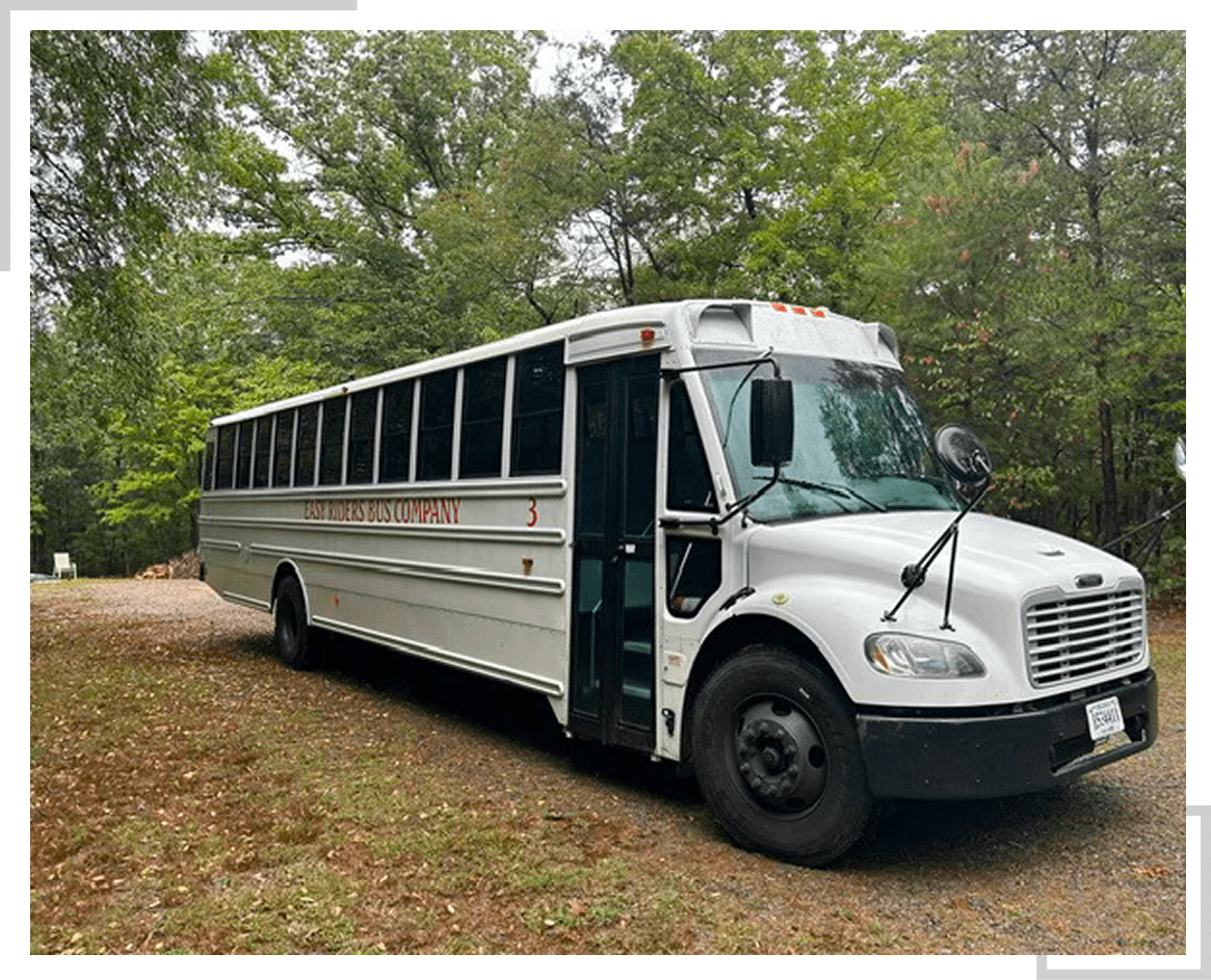 School bus on dirt road